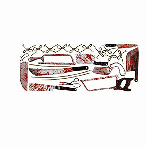 ZGDY Halloween Banner Party Decoration Props 10PCS, Wall Stickers Creative Blood Knife Kitchen Stickers Spoof Living Room Decor Horror Kitchen As Shown 100cm*40cm
