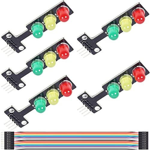 Youmile 5 Stück LED Traffic Light Modul LED DC 5V 5mm Display Modul Mini Leuchtdiode Ampel mit DuPont Kabel für Arduino DIY