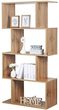 RICOO Regal 140 x 70 x 30cm, Standregal Eiche braun WM074-EW Spannplatte aus Holz, Bücherregal Wandregal, Regale & Ablagen, schmales Regal, Büroregal, kleines Regal schmal, Büro Bücherregale