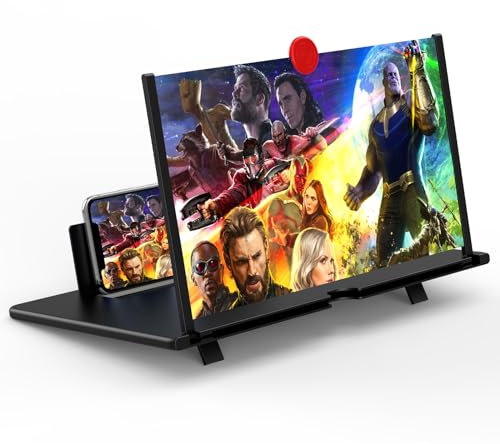 14 Zoll Bildschirmlupe für Handy,3D Vergrößerung Projektor Bildschirm Vergrößerung Expander für Filme,Faltbarer Telefonständer mit Bildschirmverstärker,Kompatibel mit allen Smartphones