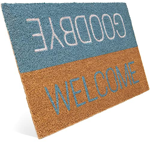 Entrando Fussmatte aus Kokos 40x60 cm - 20 Stillvolle Motiven - für außen, robust, rutschfest - ideal für überdachte Haustür (Welcome & Goodbye)