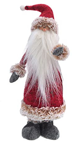 Dio only for you Großer Wichtel Santa stehend | mit Flauschbart und Mütze | Stoffwichtel | 13x39 cm | Advent Weihnachten