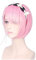Ram Rem Cosplay-Perücke, kurz, hitzebeständig, Bob-Haar, Re Zero Kara Hajimeru Isekai Seikatsu mit Verzierung, Rosa