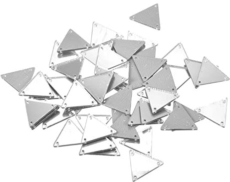 sourcing map 50 Stück Spiegel Strasssteine Zum Aufnähen DIY Verspiegelte Strasssteine Unregelmäßiger Acryl-Spiegel Spiegelperlen für Hochzeitskleid Abendkleider Stoffkleidung Silber 23x23mm