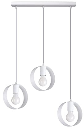 SOLLUX Lighting SL.1138 LED-Pendelleuchte für Esstisch, legierter Stahl, E27-Fassung, weiß, 60 Watt, 46 cm x 12 cm x 110 cm