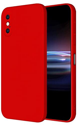 HONLEN Hülle für iPhone XS Max Schutzhülle Case, (6.5 Inches) Liquid TPU Silicone Handyhülle mit Fallschutz Silikon Cover Chinarot