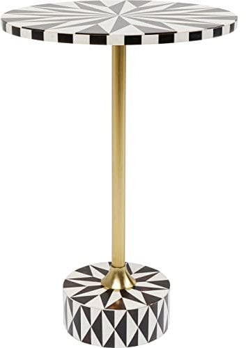 Kare Design Beistelltisch Domero Star Weiß/Braun, Durchmesser 40cm, Wohnzimmertisch, Beistelltisch rund, Couchtisch, Stahlgestell, Beistelltisch Couch, 60x40x40cm (H/B/T)