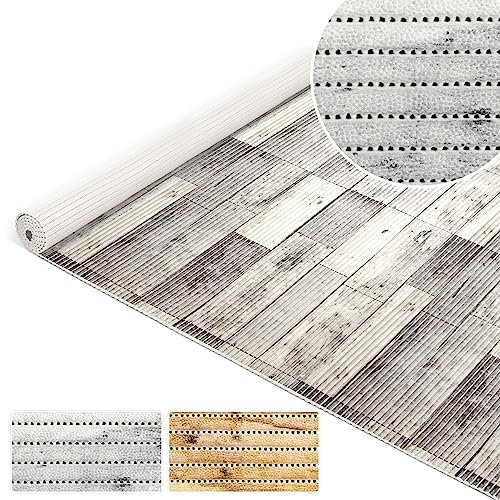 ANRO Badematte Weichschaummatte Bad- und Duschvorleger Antirutsch Badläufer Holz Diele Grau 220x130cm