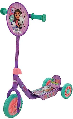 Gabby's Dollhouse 3-Rad-Roller für Kinder, Deluxe-Edition, offiziell lizenziert, mit spannenden Aufklebern, Stabiler Stahlrahmen, pannensichere Reifen, Lenkerhöhe verstellbar - 3+ Jahre