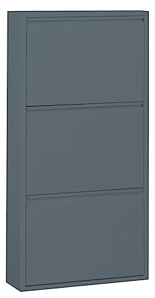 ebuy24 Pisa Schuhschrank mit Klappen/Türen in Metall grau (106x50x16 cm)