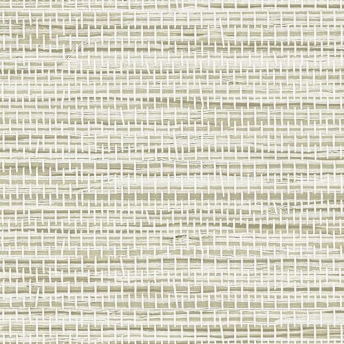 JiffDiff Papel tapiz de tela de hierba para despegar y pegar, color crema, papel tapiz texturizado para pegar en papel tapiz de contacto, 17.7 x 118 pulgadas