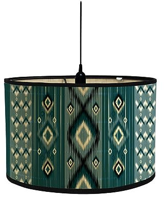 Fansu Pantalla de Lámpara Vintage Pantallas de Lámpara de Tela Cubierta de Lámpara de Tambor Estilo Étnico Cilíndrica Lámpara de Pie para Hogar Hotel Mesita de Noche (azul oscuro,30x30x20cm)