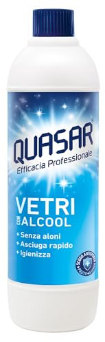 Quasar - Ricarica Vetri con Alcool - Senza Aloni, Asciuga Rapido, Igienizza - 680 ml