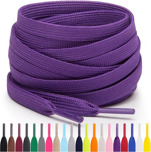 Miscly Lacci Piatti per Scarpe Sportive, Disponibili in Varie Lunghezze e Colori (Viola, 160 cm)
