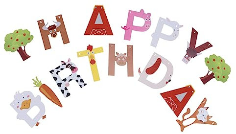 SAFIGLE Happy Birthday Bauernhof Thema Banner Tier Druck Party Girlande für Dekorationen
