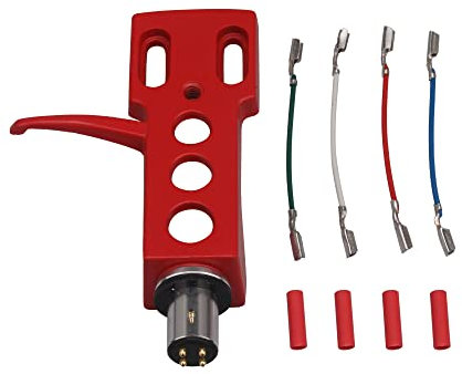 BQLZR Red Record Player Turntable Cartridge Head Shell Mounted on H-4 Headshell with Headshell Wires