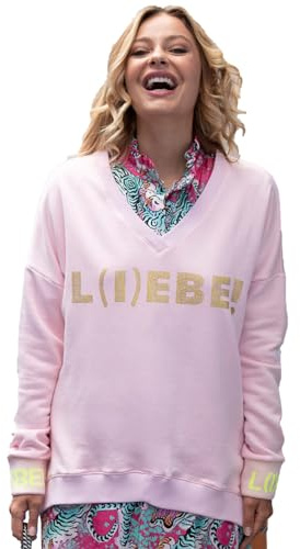 Miss Goodlife Damen Sweatshirt, V-Neck, L(I) EBE!, dust Rose/Yellow Stone,