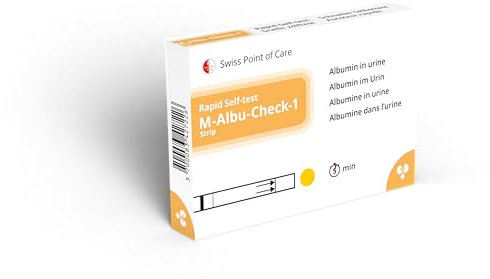 Swiss Point Of Care Test renale - M-Albu-Check-1 - Test rapido delle urine per il rilevamento dell'insufficienza renale, autotest per uso domestico