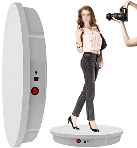 Piatto Girevole Elettrico, Espositore Girevole Motorizzato per Esposizione di Prodotti fotografici, Piatto Girevole con Display Girevole Regolabile 45/90/180 Gradi, Carico 100 kg,