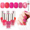 SAVILAND Quick Dry Nail Polish Set: 6Pcs Glitter Hot Pink Tones Nail Polish 2024 Color Locked X Tech Castor Oil Neon Pink Cat Eye Nail Polish Set Nail Art DIY Home Idea Gift Set for Women