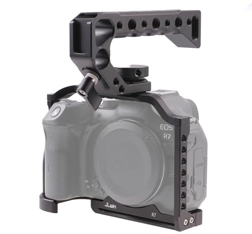 FOTGA Kamerakäfig und Oberer Griff Handgriff Bausatz Für Canon EOS R7 Kamera, Aluminiumlegierung Video Vlogging Kamera Käfig Rig, mit NATO-Schiene und Schnellwechselplatte für Arca Swiss Standard
