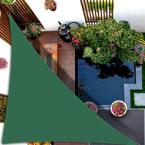HOMPER 3x3x4.3M Sun Shade Sail Triangle, 95% UV Block Garden Sunscreen Awning Canopy with Free Rope, Breathable Patio Sail pergola for Outdoor Party