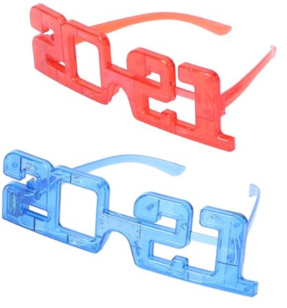 JOINPAYA 2 Stück 2021 Neujahrsparty-Brillen 2020 Partybrille 2021 Brillen LED-Brille Gläser Geschenke lustige Brille Neujahrsbrille scheinen Sonnenbrille Glas Partybedarf Requisiten