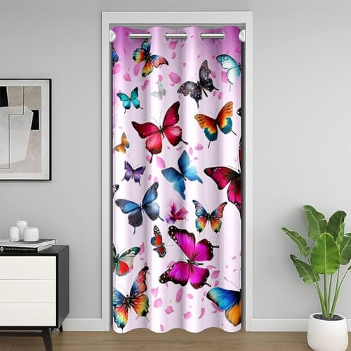 Homemissing Schmetterling Türvorhang 86x203cm Paar Schmetterlinge Gedruckt Vorhang für Mädchen Frauen Liebhaber 3D Tier Thema Vorhang für Innentür Raumteiler Valentinstag Vorhang Zimmer Dekor
