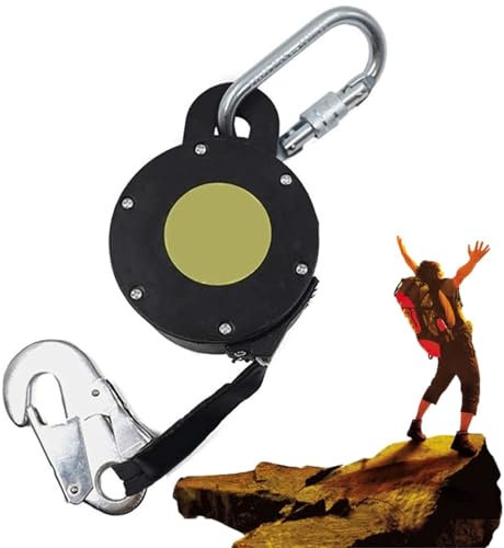 Protezione anticaduta Cavo di sicurezza retrattile automatico Ammortizzatore esterno, Protezione anticaduta Attrezzatura con cordino retrattile, Previene cadute accidentali, Estensione 3M, Carico 100