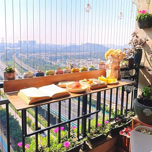 Klappbarer Balkontisch zum Aufhängen Am Geländer Beistelltische für Draußen Gestell aus Aluminiumlegierung 5-stufig Höhenverstellbare Terrassen-Bar-Tische für Dachterrasse、Garten 、Veranda ( Color : St