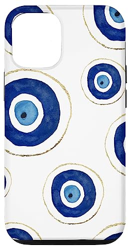 Evil Eye Handyhülle Amulett Cover Muster Good Vibes Weiß Hülle für iPhone 12/12 Pro