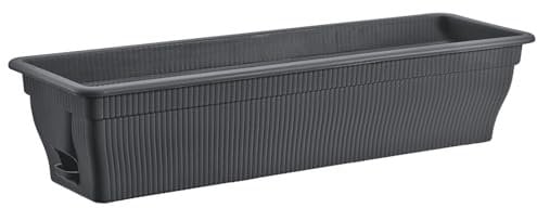 BURI Fioriera da balcone con serbatoio dell'acqua, 100/80/55 cm, resistente alle intemperie, con inserto in plastica resistente ai raggi UV, marrone scuro (antracite, 80 cm)