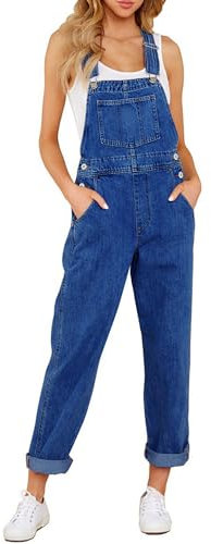 Vetinee Salopette da donna Jeans Baggy Jumpsuit Oversize Tuta con Tasche, Cody Blu, M