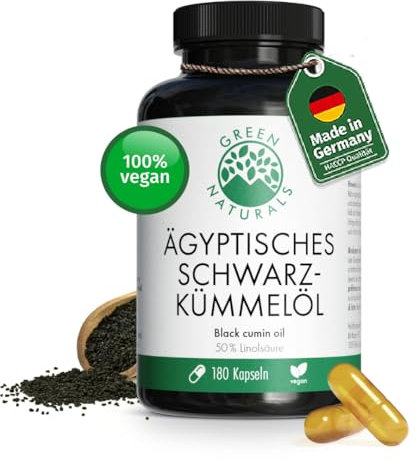 Huile de Nigelle d'Égypte 3000 mg - 50% d'Acide Linoléique - 180 Gélules - 100% Naturelle, Pure et Végétalienne