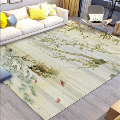 RUGMRZ Teppich EsszimmerTeppichboden Auslegware büro 140x180CM hell GrünWeicher und strapazierfähiger mit orientalischem Blumenmuster