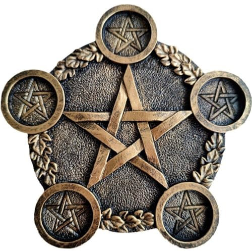 Tsffae Portavelas De Pentagrama, 1 Portavelas De Estrella, Portavelas De Tarot, Bandeja De Resina para Velas De Té, Suministros para Ceremonia De Altar