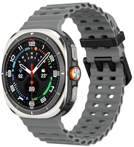 MoKo Cinturino Sportivo Compatibile con Samsung Galaxy Watch Ultra 47mm (2025/2024) per Uomo Donna, Cinturino di Ricambio in Silicone Morbido e Traspirante per Galaxy Watch 7 Ultra, Grigio brunastro