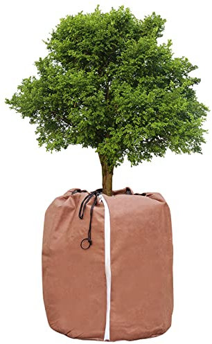 Topfschutz Pflanzen Winter 65 x 70 cm, Thermo Topfschutz für Pflanzen mit Reißverschluss und Kordelzug, Winterschutz für Kübelpflanzen, Pflanzen Wurzeln Halten Warm, XL