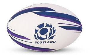 Scotland Rugby Officially Licensed Ball - Durable Synthetic Rubber, Blue, Purple & White Rugby Ball - Licensed Size 5 Rugby Ball with Pebbled Surface, Latex Bladder