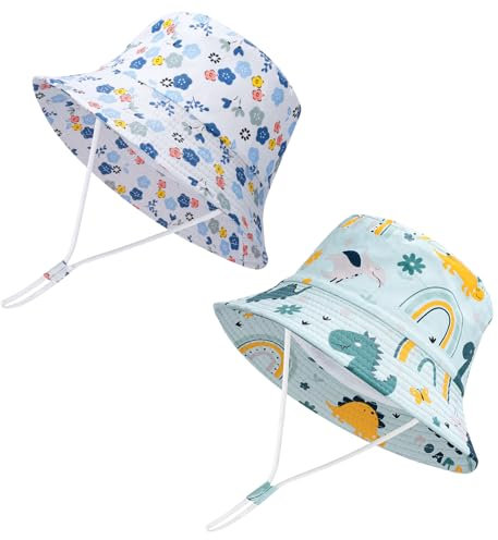 Utensilsto 2er-Packung Unisex Sonnenhut Kinder,52cm Hutumfang, Sonnenmütze mit Verstellbarem Kinnriemen Eimerhut für Frühling Sommer