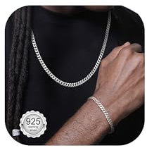 LOLIAS Herren Silber Panzerkette 925 Halskette und Armband 3mm/5mm für Männer Jungs Herrenschmuck 18/20/22 Zoll