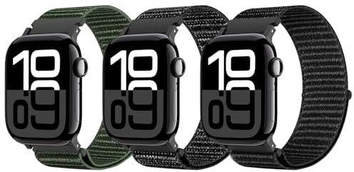 Astorgos 3Pack Correa Deportiva de Nylon Compatible con Apple Watch Ultra 2/Ultra 49mm,S10 46mm,9/8/7 45mm,SE2/SE/6/5/4 44mm,3/2/1 42mm,Correa Deportiva para Hombre Mujer,MulticolorD