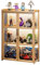 Glasvitrine mit Led Beleuchtung Abschließbar Staubdichte Figurenvitrine mit Doppeltür Hochauflösende Spielzeugvitrine mit Großer Kapazität für Action Figuren Spielzug, MiniFiguren(Brass,60x32.4x106cm)