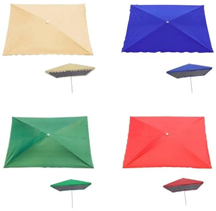 RTVGNSZSJL Rettangolare Telo di Ricambio per Ombrellone 3×2m Tettoia di Ricambio 4 Costole 6 Costole Copertura di Ricambio per Giardino Terrazza(Green,200x150cm/6.5'x5')