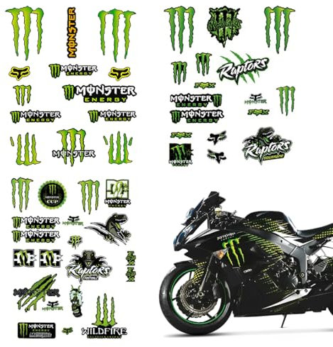 XIWJLWO 6 adesivi Monste r Energy per moto – Adesivi di alta qualità per moto, skateboard, auto e moto da fuoristrada
