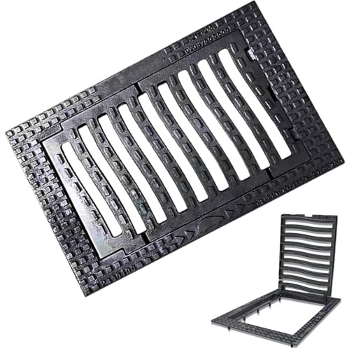 SXYCKRUI Grille Caillebotis en Fonte Ductile, Caniveau Exterieur, Plaque D'égout Carré Adapté aux Cours, Jardins et Trottoirs, Anti-Obstruction