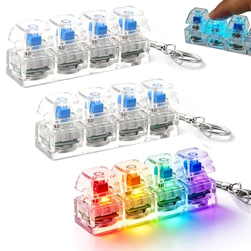 3 PCS Tastatur Schlüsselanhänger, Tastatur Fidget Spielzeug, Fidget Tastatur Led, Tastatur Fidget Toy, 4 Tasten Lustiges Tastaturs Schlüsselanhänger, Für Büro, Schule & Reisen, Erwachsene & Kinder
