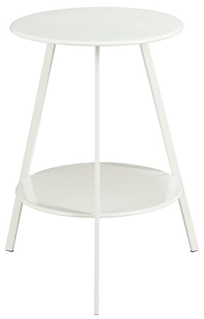 MICA Decorations Seatle Beistelltisch rund für Außen – Couchtisch – Auch als Plant Stands – Metall – 58 x 46 cm – Weiß