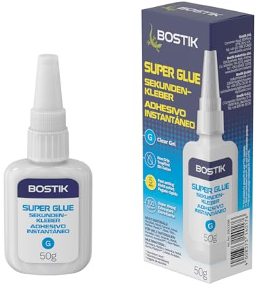 Bostik Super Glue Clear Gel 50g – Extra Strong, Fast-Setting & Non-Drip – Multi-Purpose Adhesive for Wood, Plastic, Metal, Glass, Porcelain and More – Ideal for Repairs in Homes, Offices & Schools