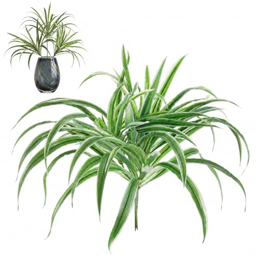 Xthrotsenk 3Pcs Artificial Spider Plant, Fake Spider Plant 15In Faux Spiders Plants Long Lasting Lifelike Artificial Spiders Plants Outdoor Fake Greenery-Plant for Indoor Table Outdoor Planter Decor